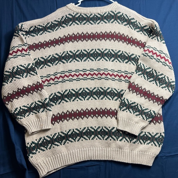 Vintage Men’s Eddie Bauer Fair Isle Knit Sweater Cotton 90s Sz XL Outdoors - Picture 15 of 16